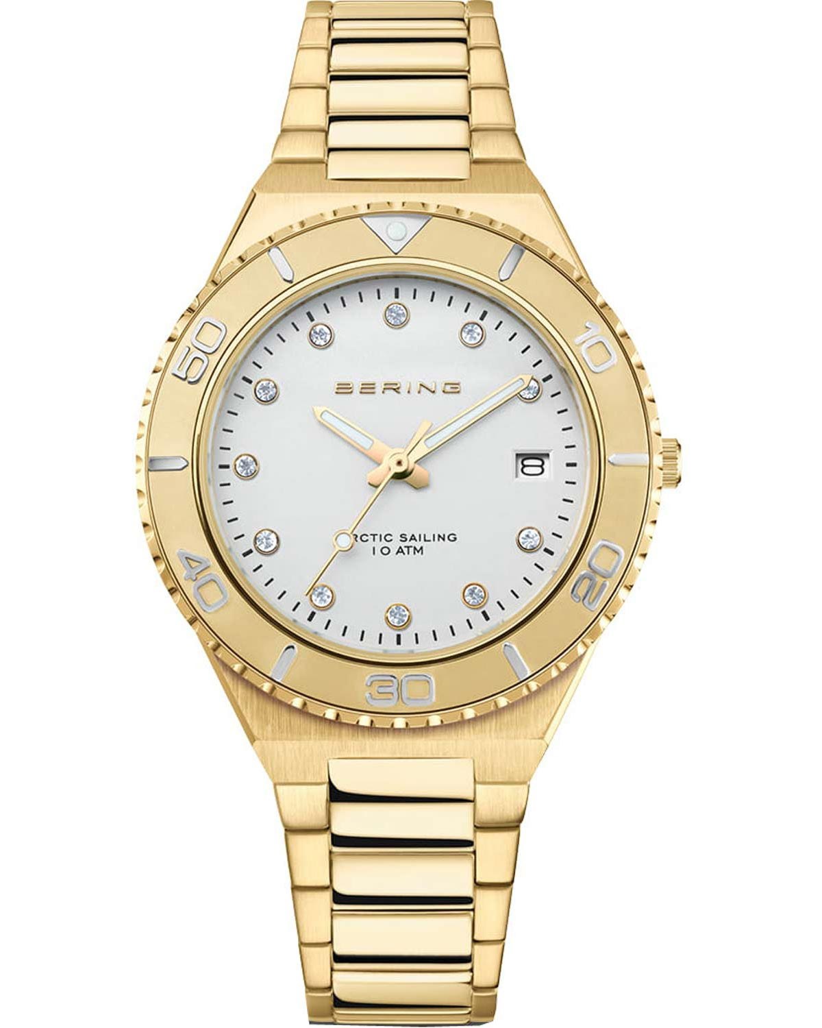 Γυναικείο ρολόι BERING Classic με χρυσό μπρασελέ από ατσάλι και κρύσταλλα
