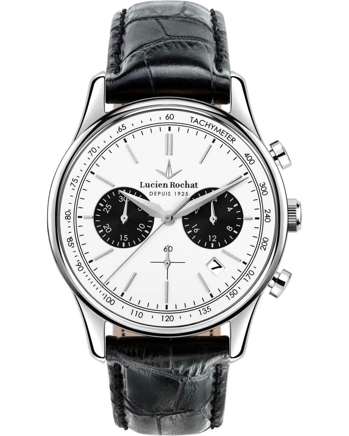 Ρολόι LUCIEN ROCHAT Montreux Chronograph Black Leather Strap