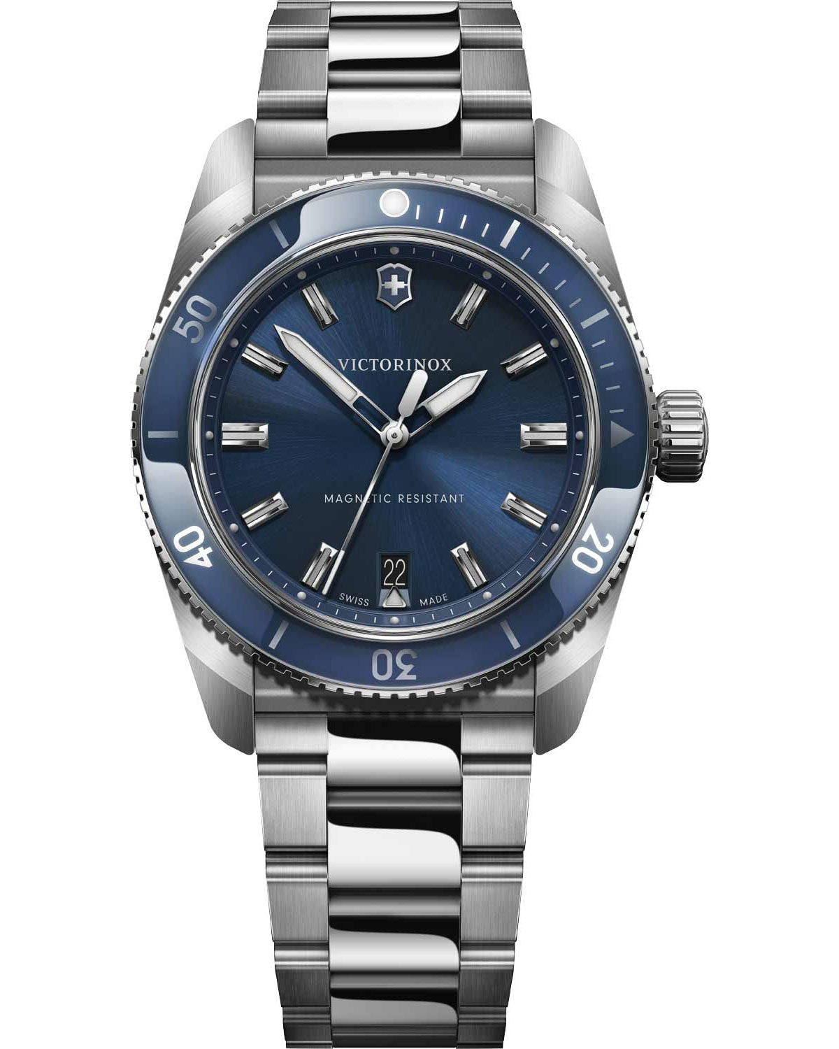 Ανδρικό ρολόι VICTORINOX Maverick με ασημί μπρασελέ από ανοξείδωτο ατσάλι