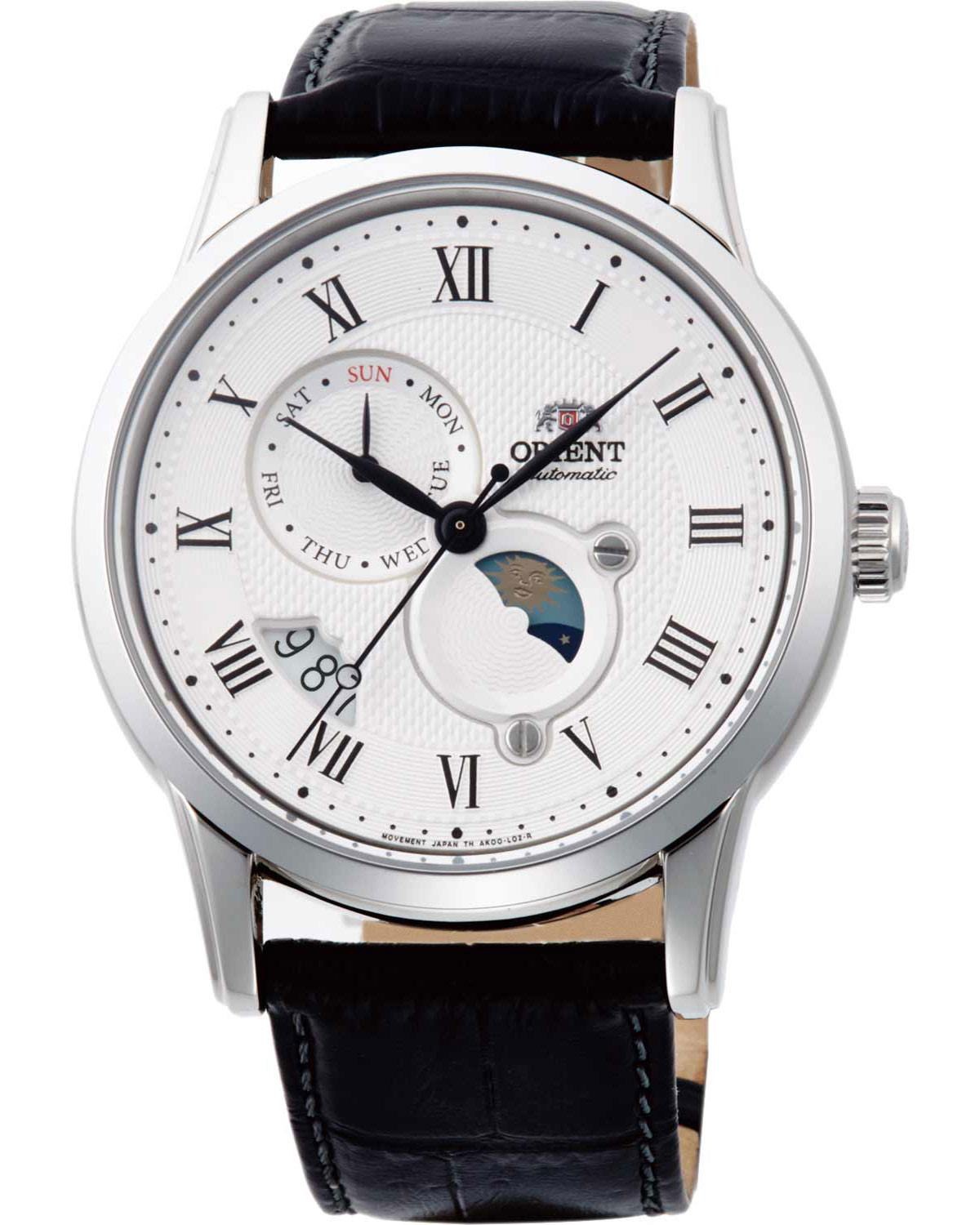 Ρολόι ORIENT Classic Sun and Moon Automatic Black Leather Strap
