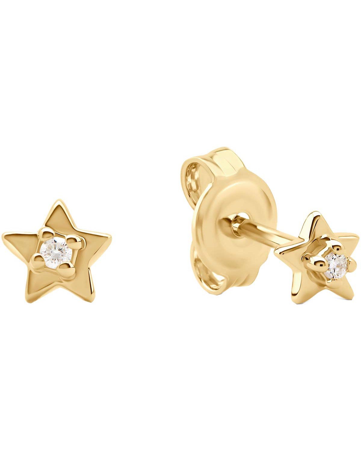 Σκουλαρίκια ESPRIT Star από επιχρυσωμένο (18Κ) Ασήμι 925 με διαμάντι