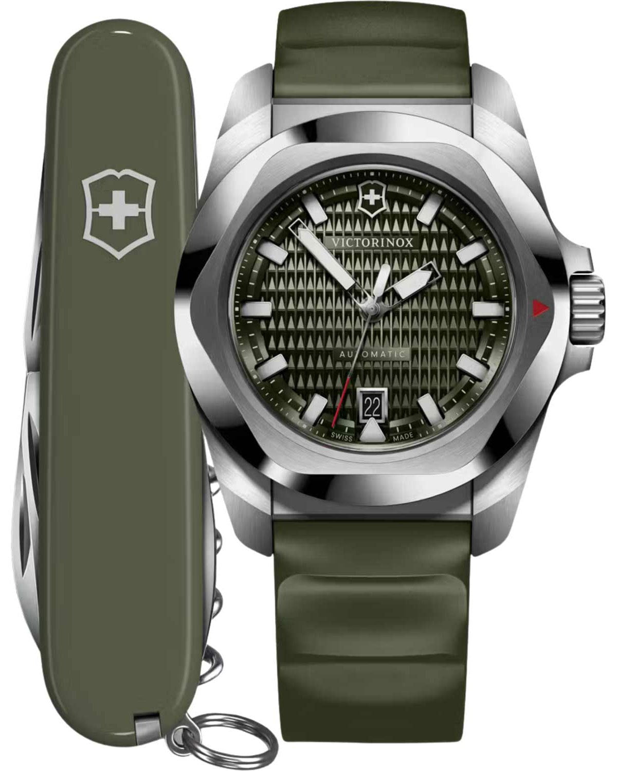 Ρολόι VICTORINOX I.N.O.X. Automatic Green Rubber Strap Gift Set