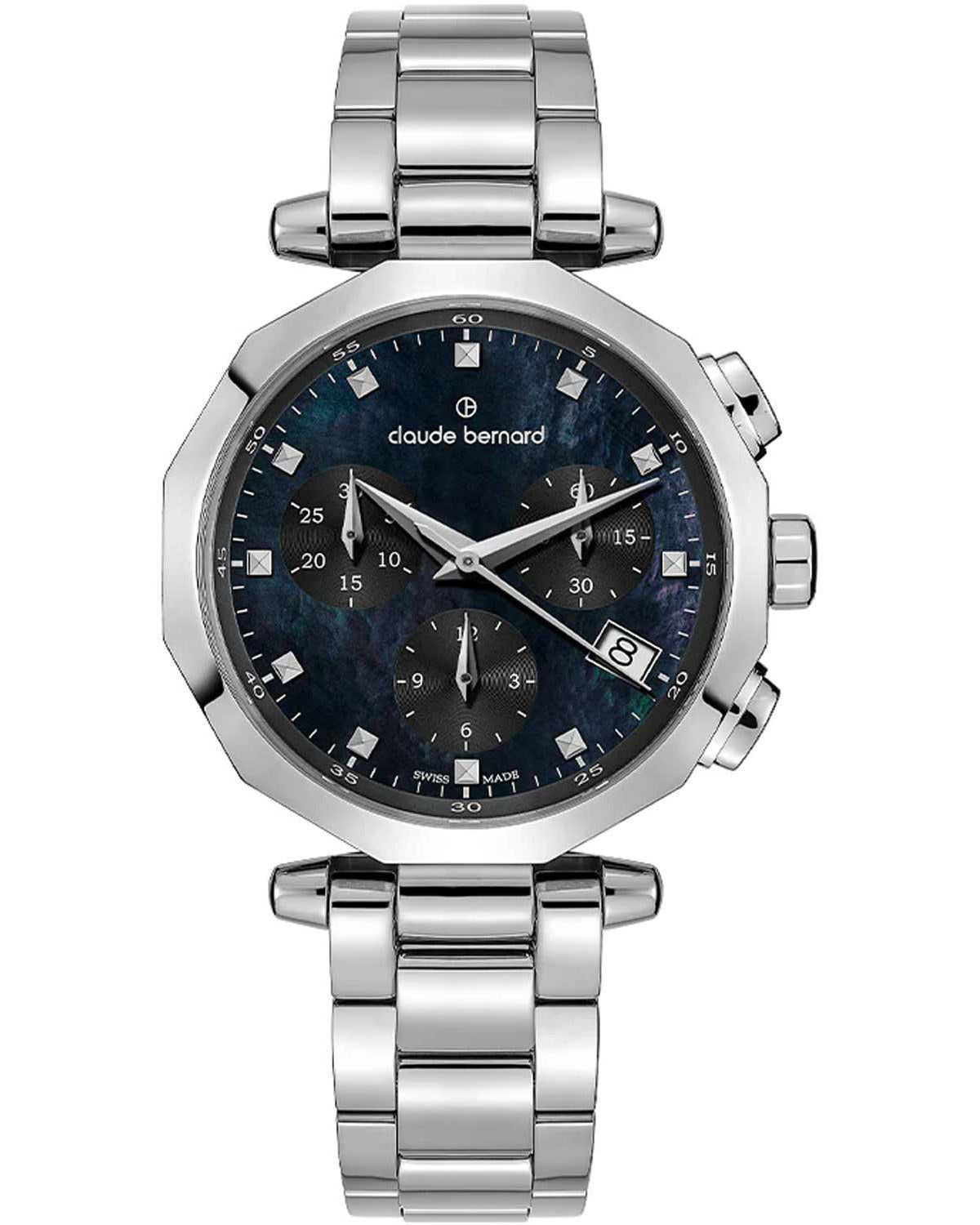 Γυναικείο ρολόι CLAUDE BERNARD Dress Code με χρονογράφο και ατσάλινο μπρασελέ
