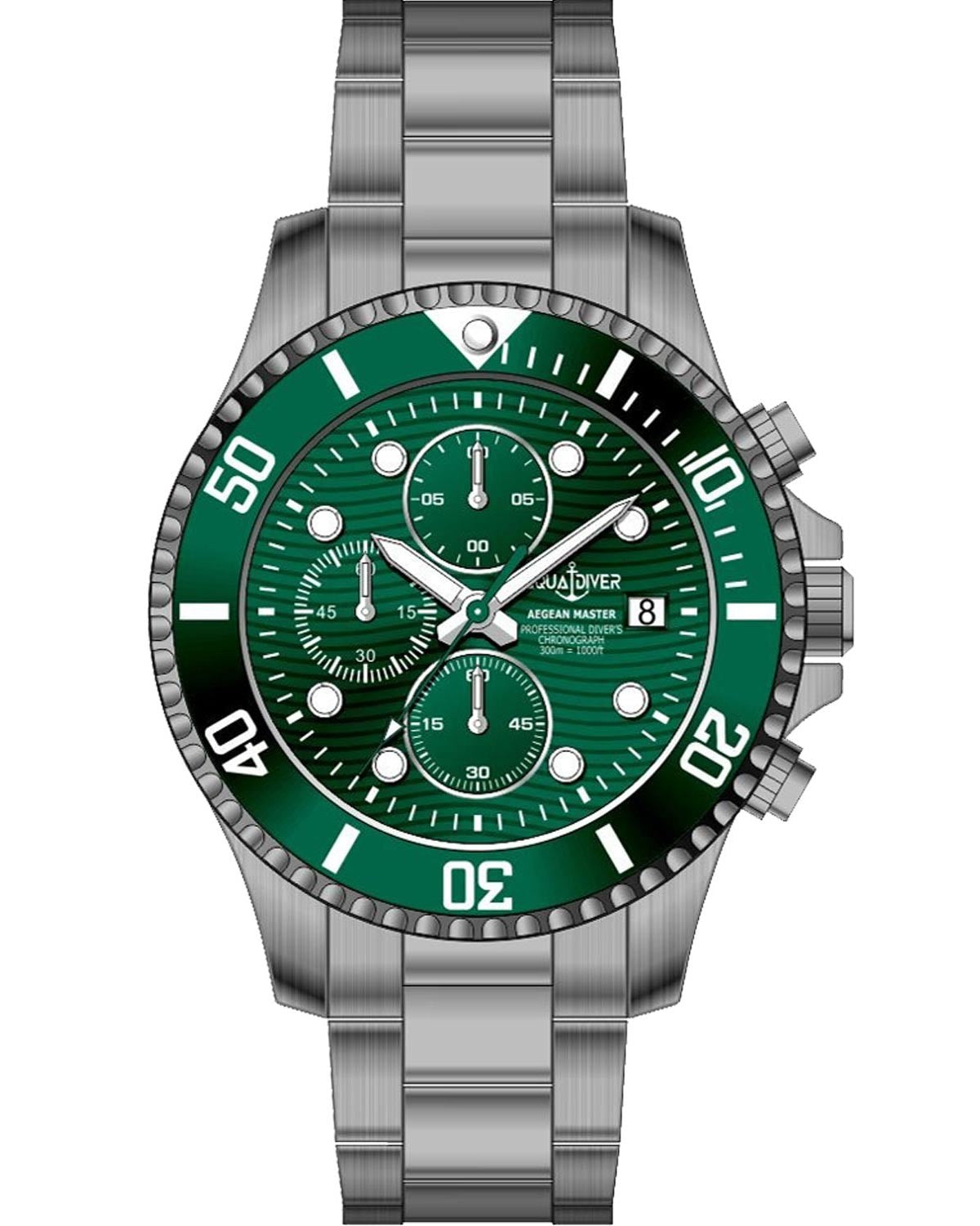 Ρολόι AQUADIVER Aegean Master Chronograph Gunmetal Stainless Steel Bracelet