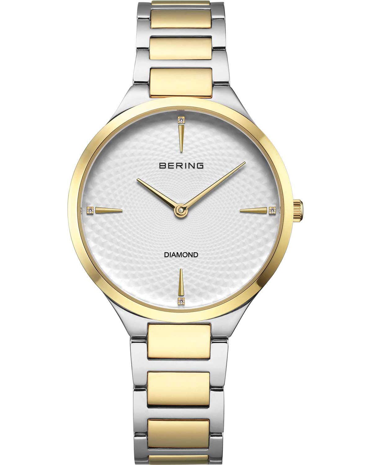Γυναικείο ρολόι BERING Classic με δίχρωμο μπρασελέ από ατσάλι και διαμάντια