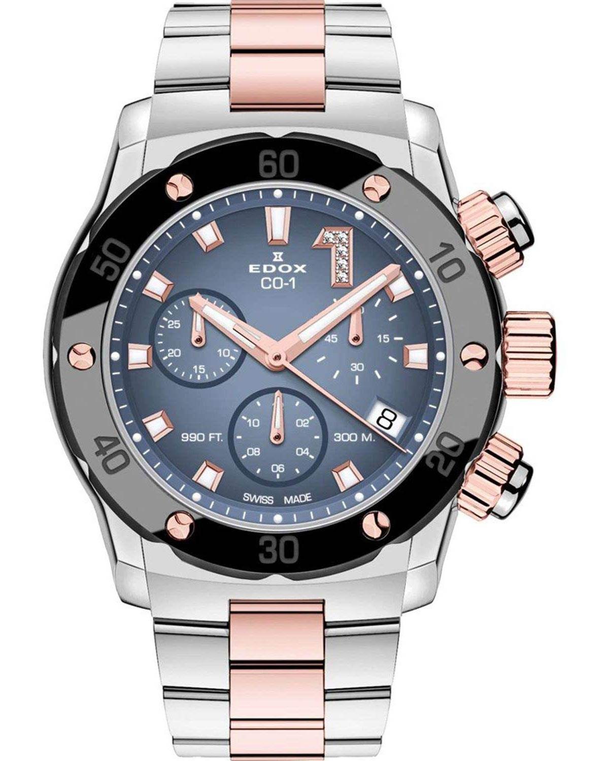 Ρολόι EDOX CO-1 Chronolady Chronograph Two Tone Stainless Steel Bracelet