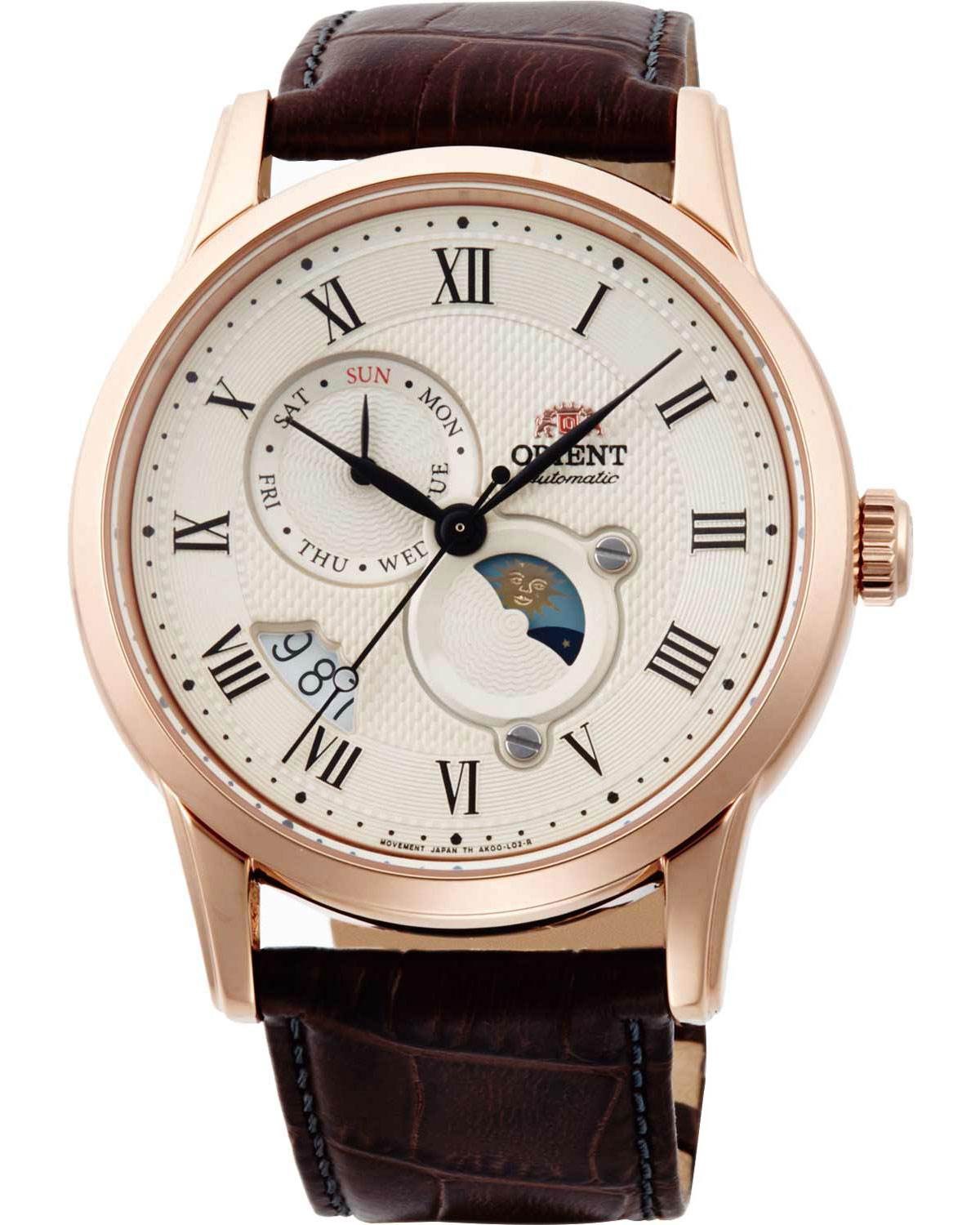 Ρολόι ORIENT Classic Sun and Moon Automatic Brown Leather Strap