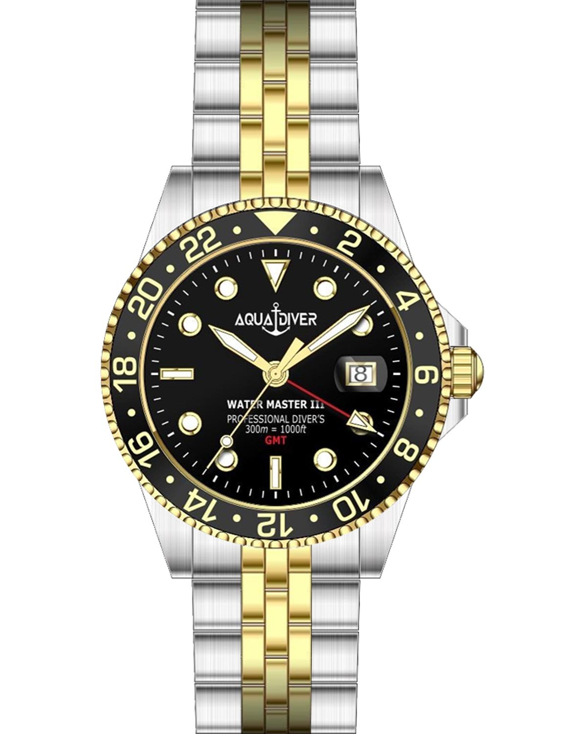 Ρολόι AQUADIVER Water Master III GMT Dual Time Two Tone Stainless Steel Bracelet