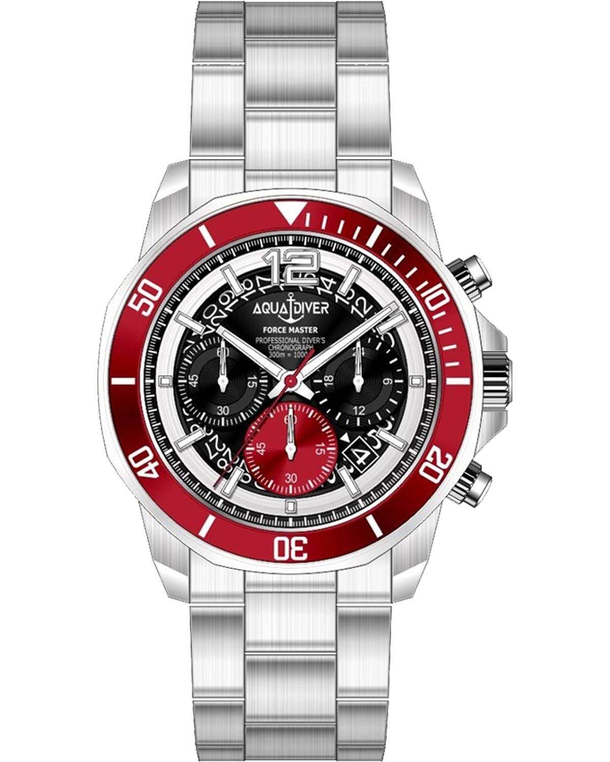 Ρολόι AQUADIVER Force Master Chronograph Silver Stainless Steel Bracelet