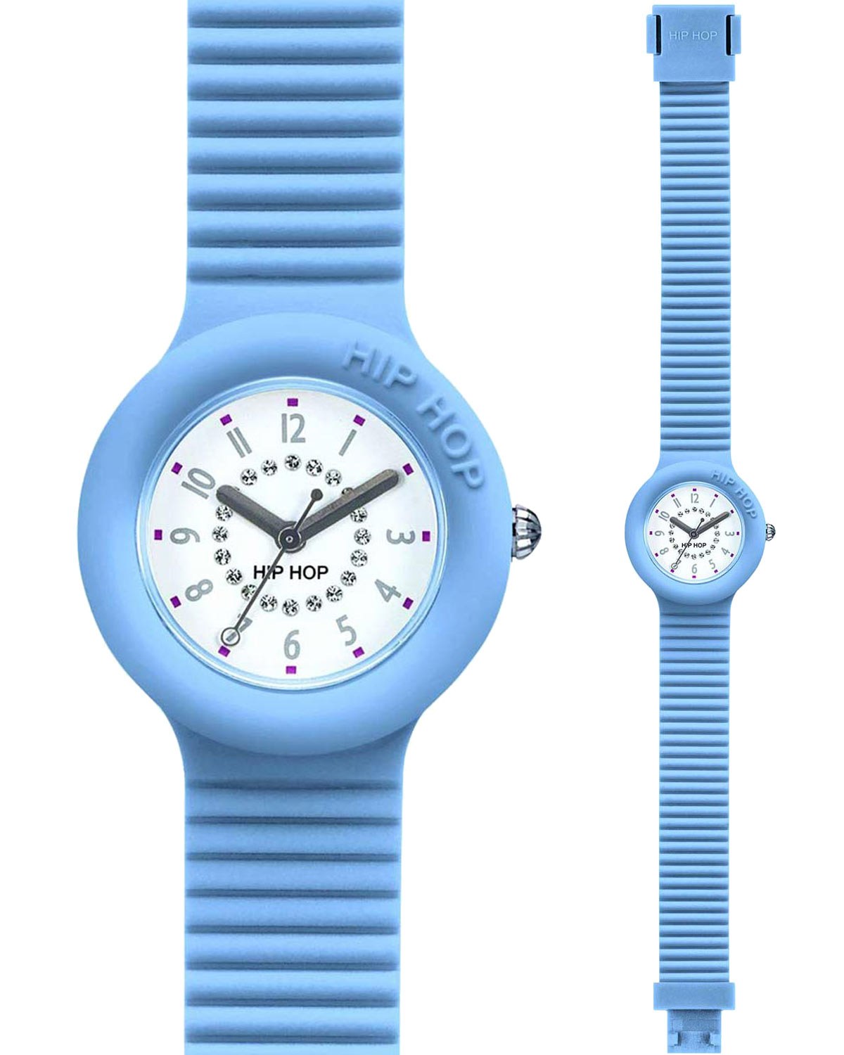 Ρολόι HIP HOP Numbers Serenity Light Blue Silicone Strap