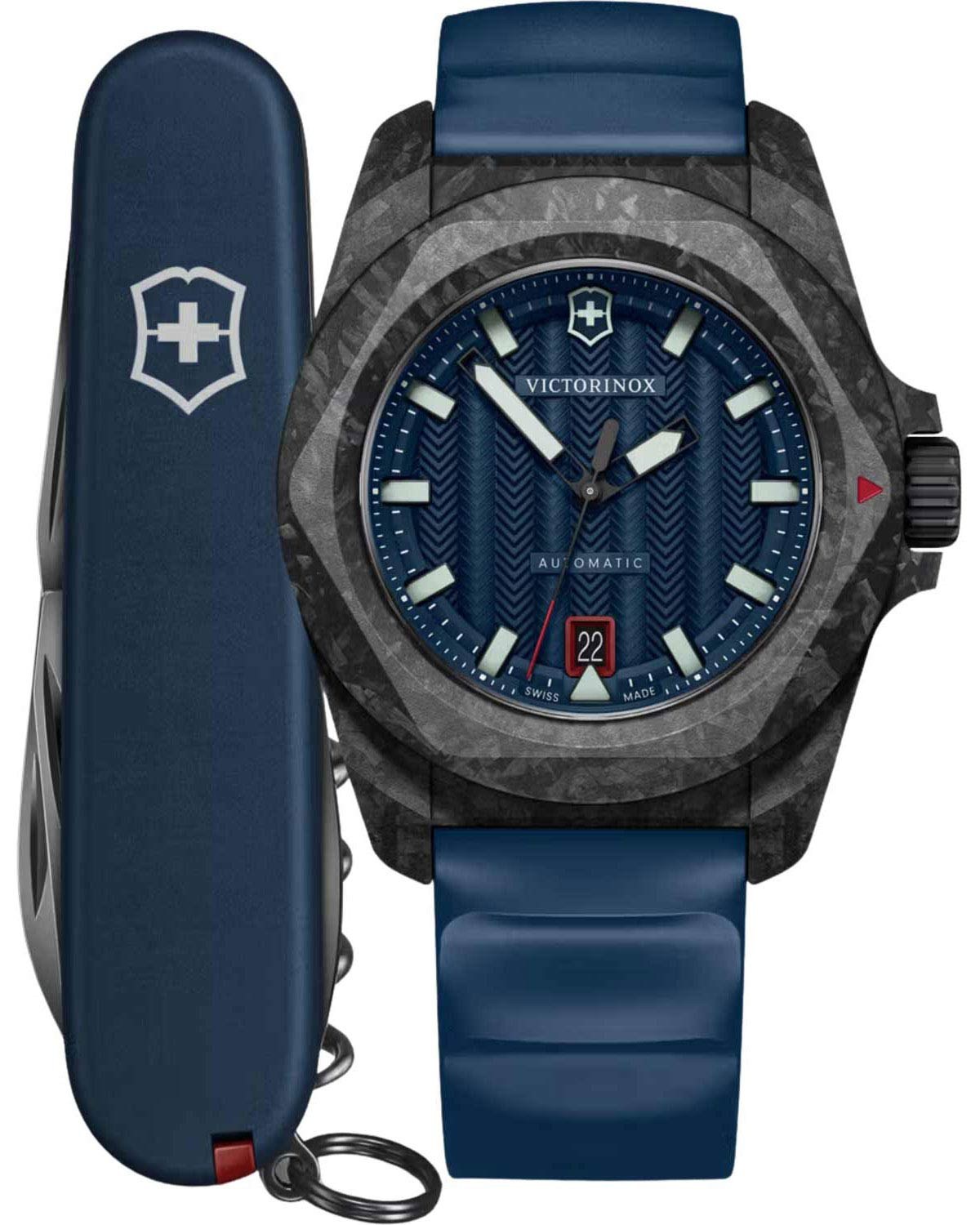 Ρολόι VICTORINOX I.N.O.X. Automatic Blue Rubber Strap Gift Set