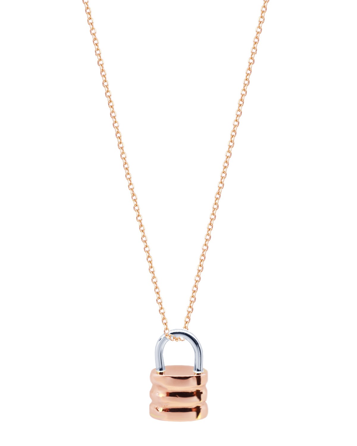 Κολιέ Tiny Lock της SOLEDOR από ροζ χρυσό 14Κ