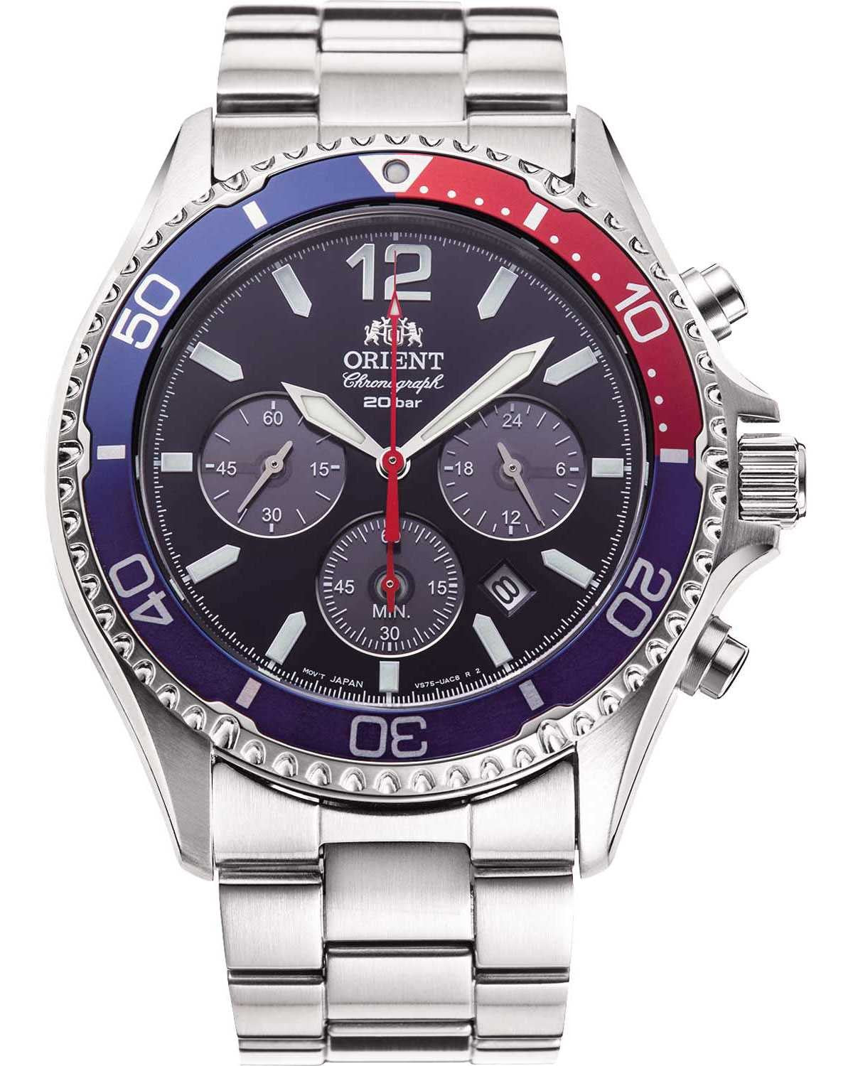 Ρολόι ORIENT Sports Mako Solar Chronograph Silver Stainless Steel Bracelet