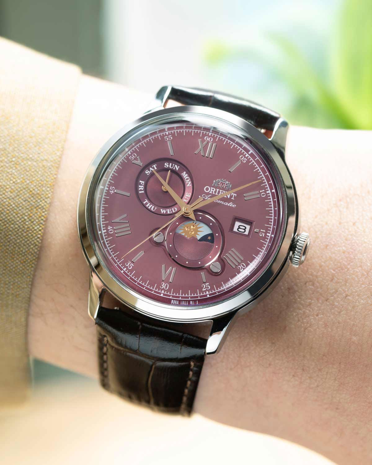 Ρολόι ORIENT Classic Sun and Moon Automatic Brown Leather Strap