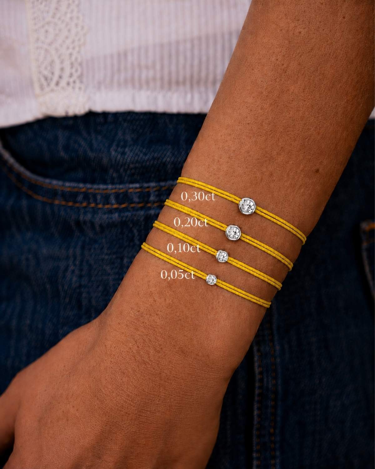 Βραχιόλι κίτρινο με διαμάντι Lab grown 0.05ct της LOVELAB