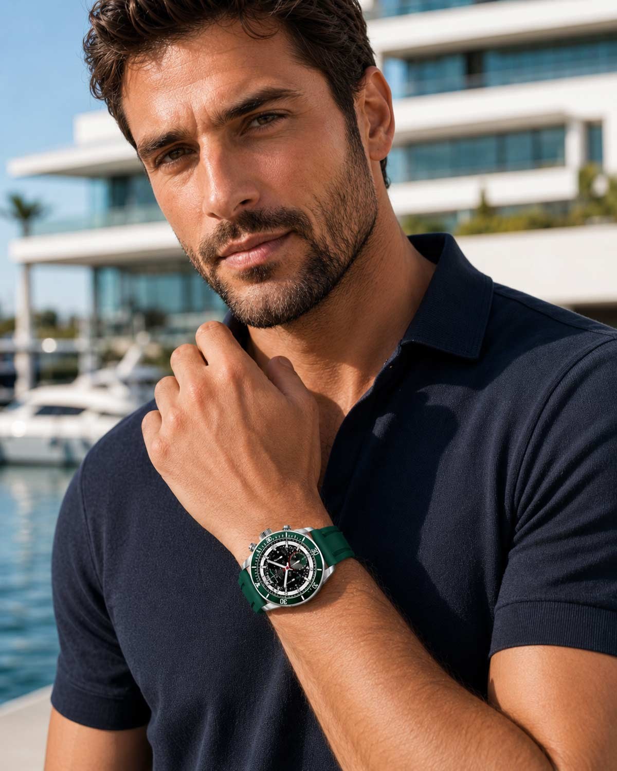Ρολόι AQUADIVER Force Master Chronograph Green Rubber Strap