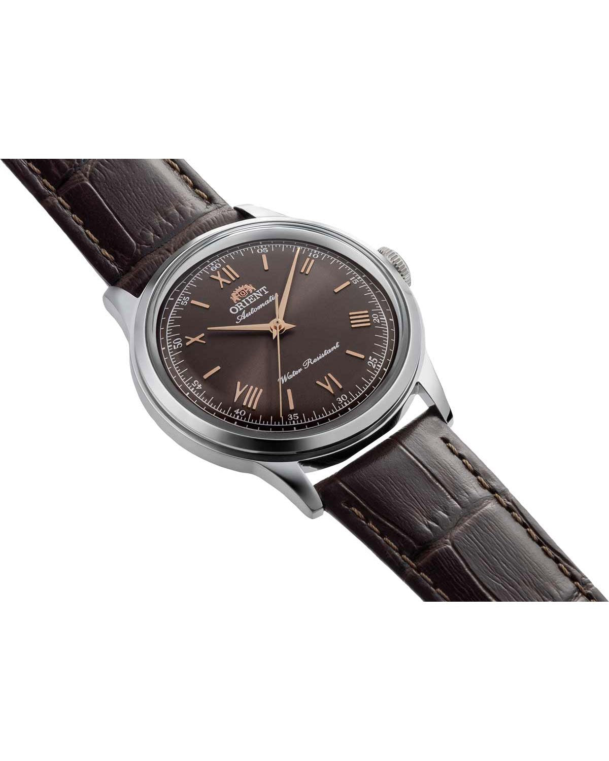 Ανδρικό ρολόι ORIENT Classic Bambino αυτόματο με καφέ δερμάτινο λουράκι