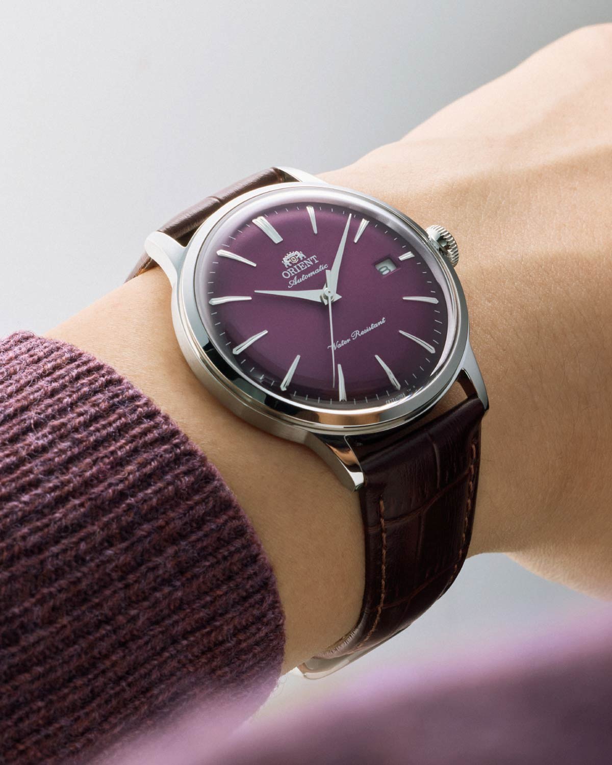 Ανδρικό ρολόι ORIENT Classic Bambino αυτόματο με καφέ δερμάτινο λουράκι