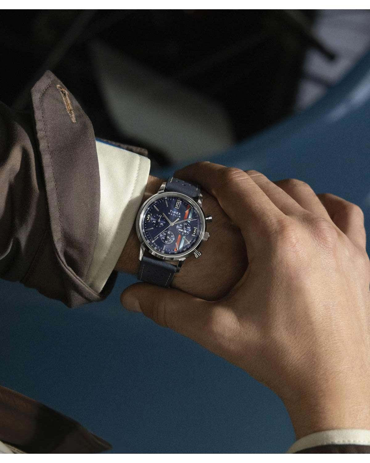 Ρολόι TIMEX Marlin Chronograph Blue Leather Strap