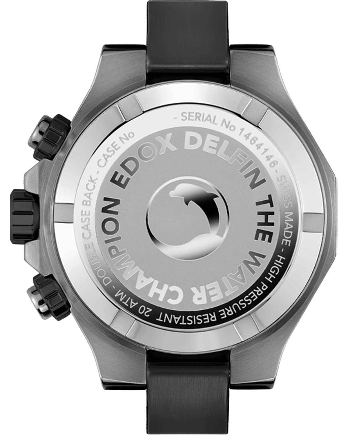 Ρολόι EDOX Delfin Chronograph Black Rubber Strap