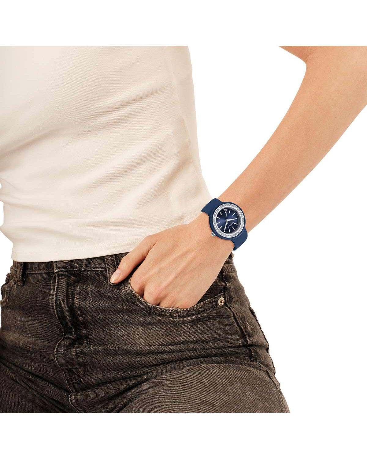 Ρολόι HIP HOP Hero.DOT Bezel Glam Crystals Blue Silicone Strap