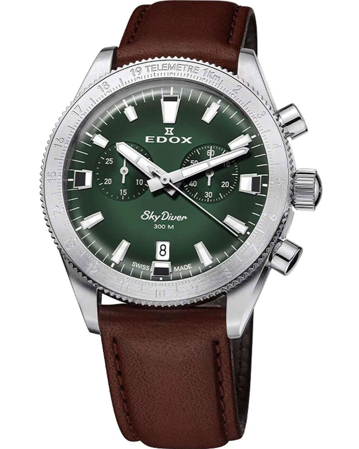 Ρολόι EDOX Skydiver Chronograph Silver Stainless Steel Bracelet Limited Edition