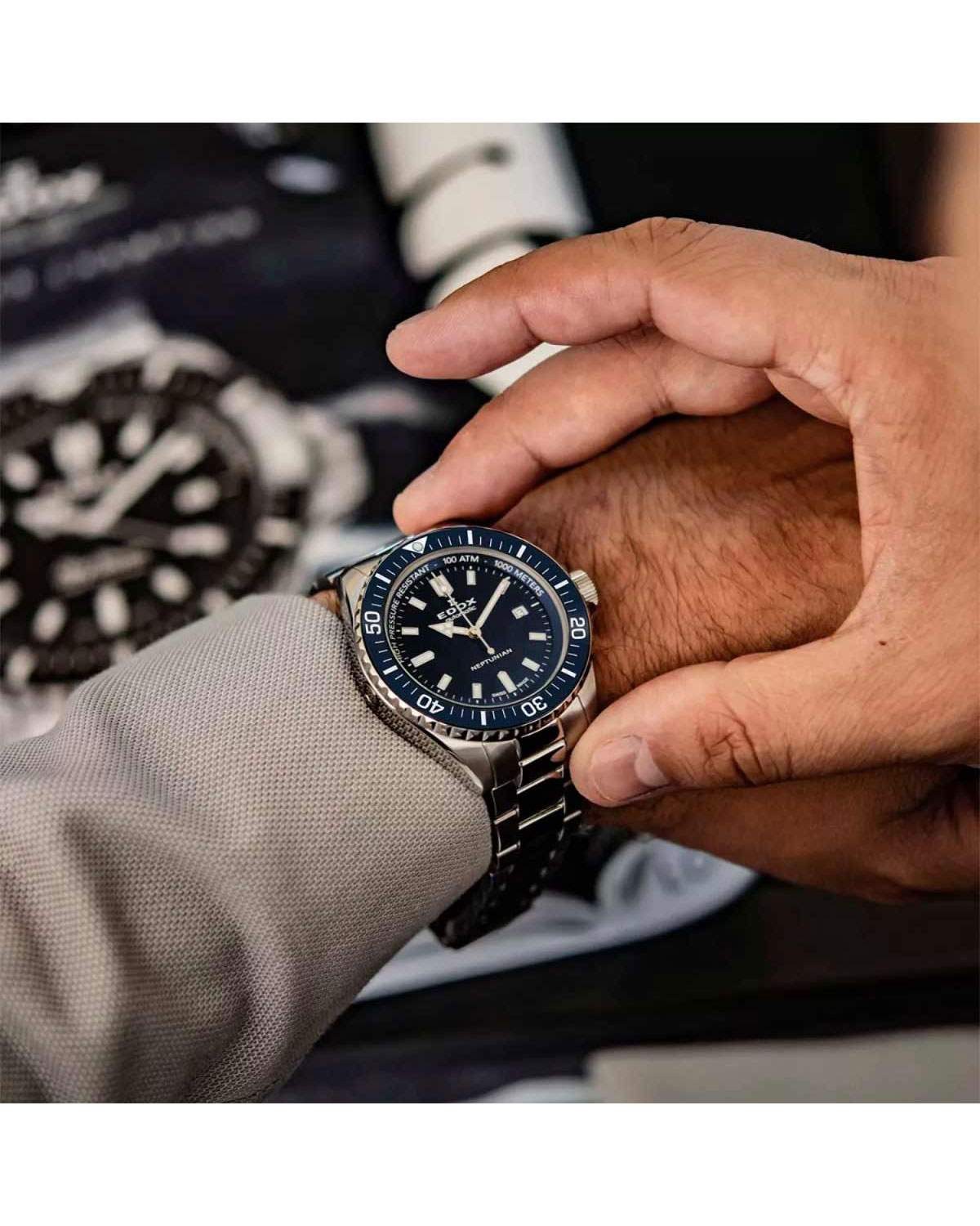 Ρολόι EDOX Neptunian Automatic Silver Stainless Steel Bracelet