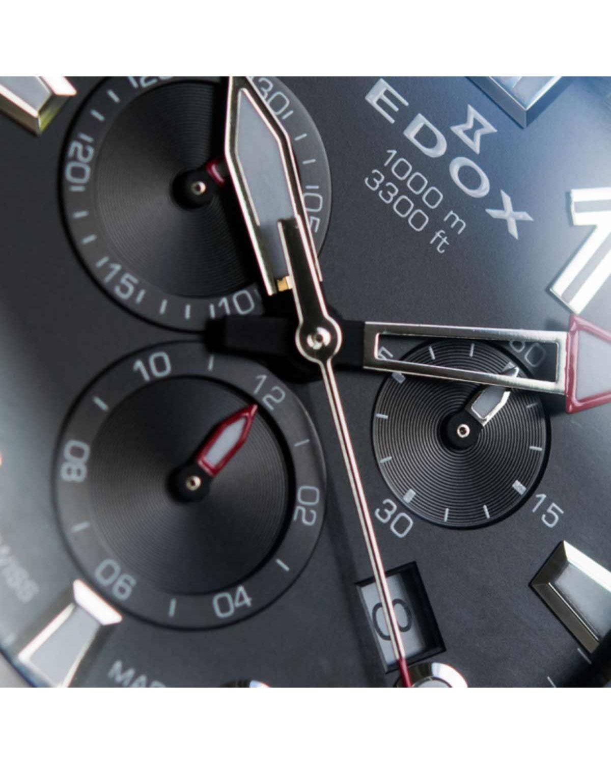 Ρολόι EDOX CO-1 Chronograph Black Rubber Strap