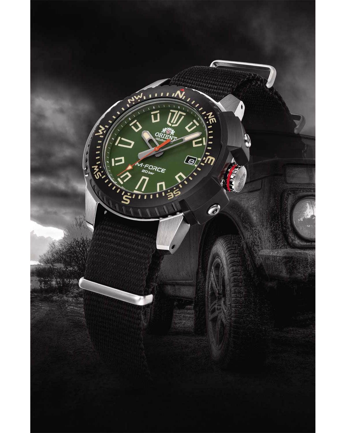 Ρολόι ORIENT Sports M-Force Land Automatic Green Fabric Strap