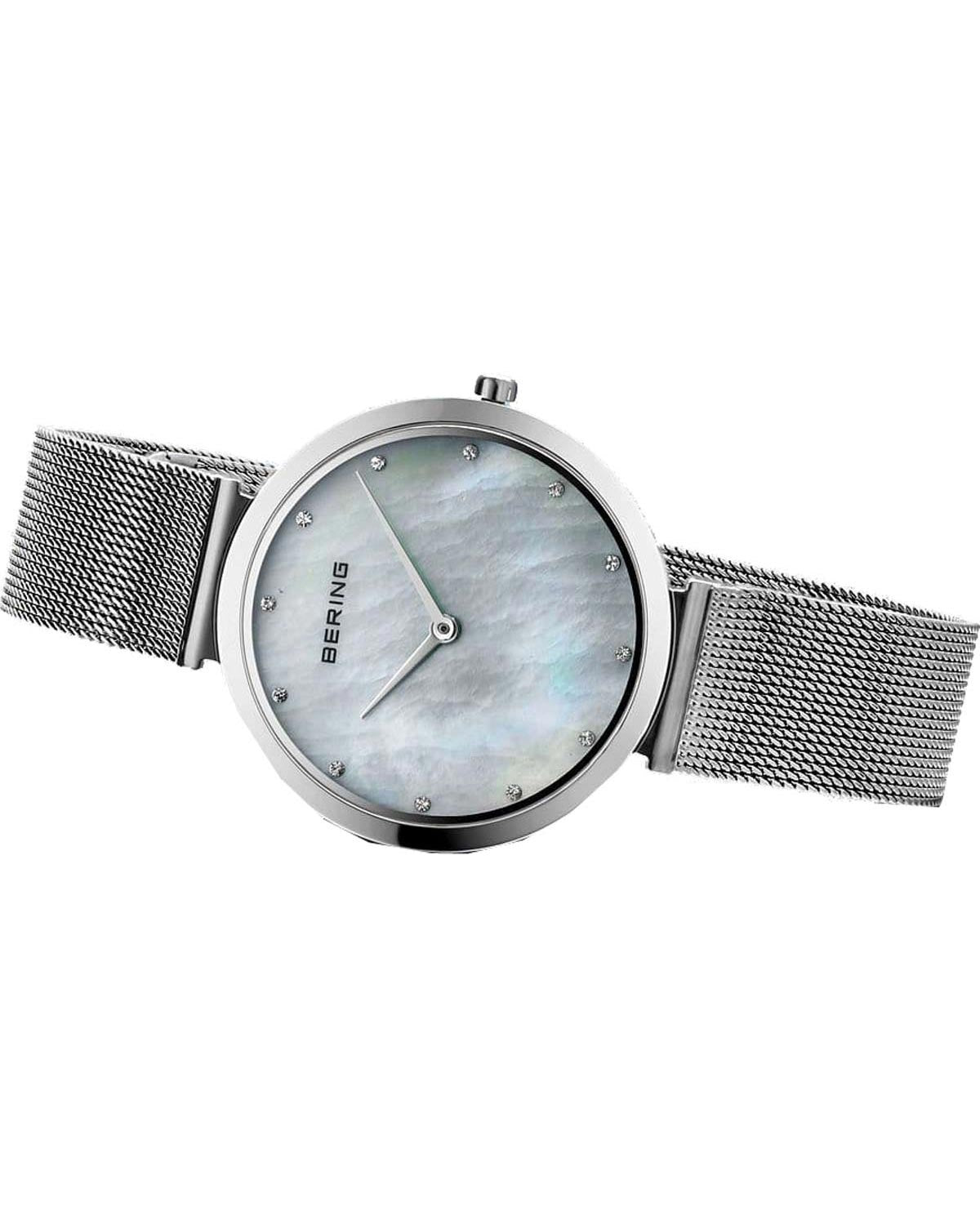 Γυναικείο ρολόι BERING Classic με ασημί μπρασελέ και κρύσταλλα
