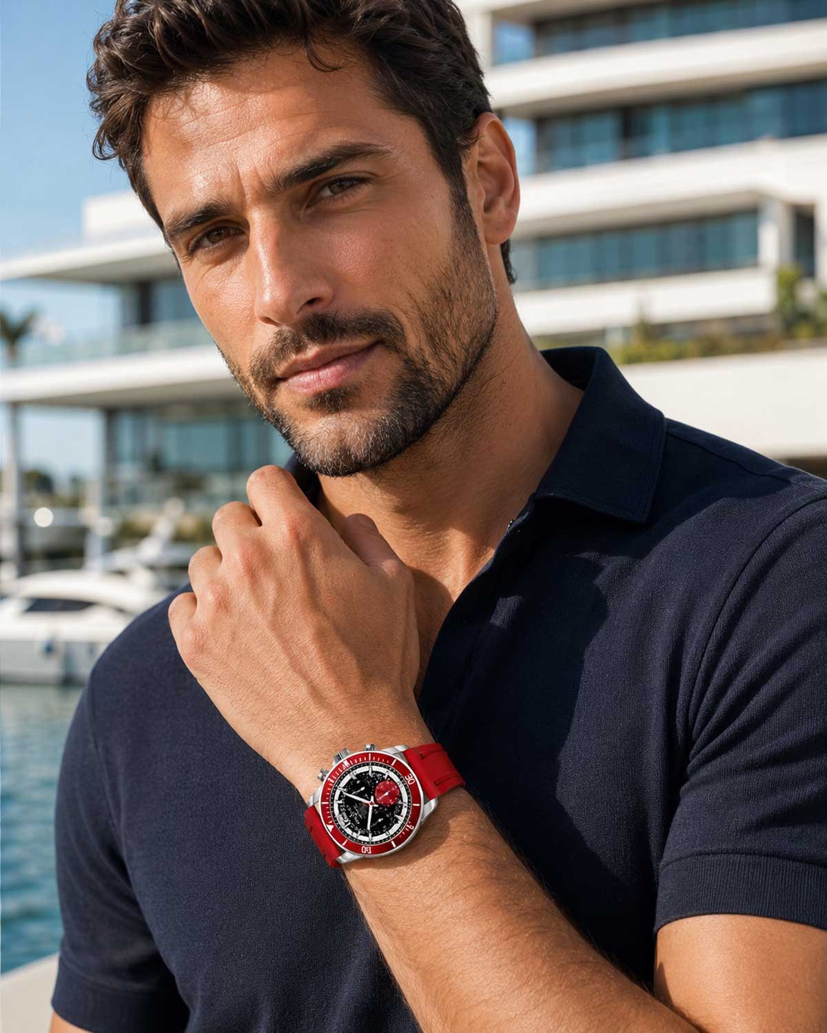 Ρολόι AQUADIVER Force Master Chronograph Red Rubber Strap