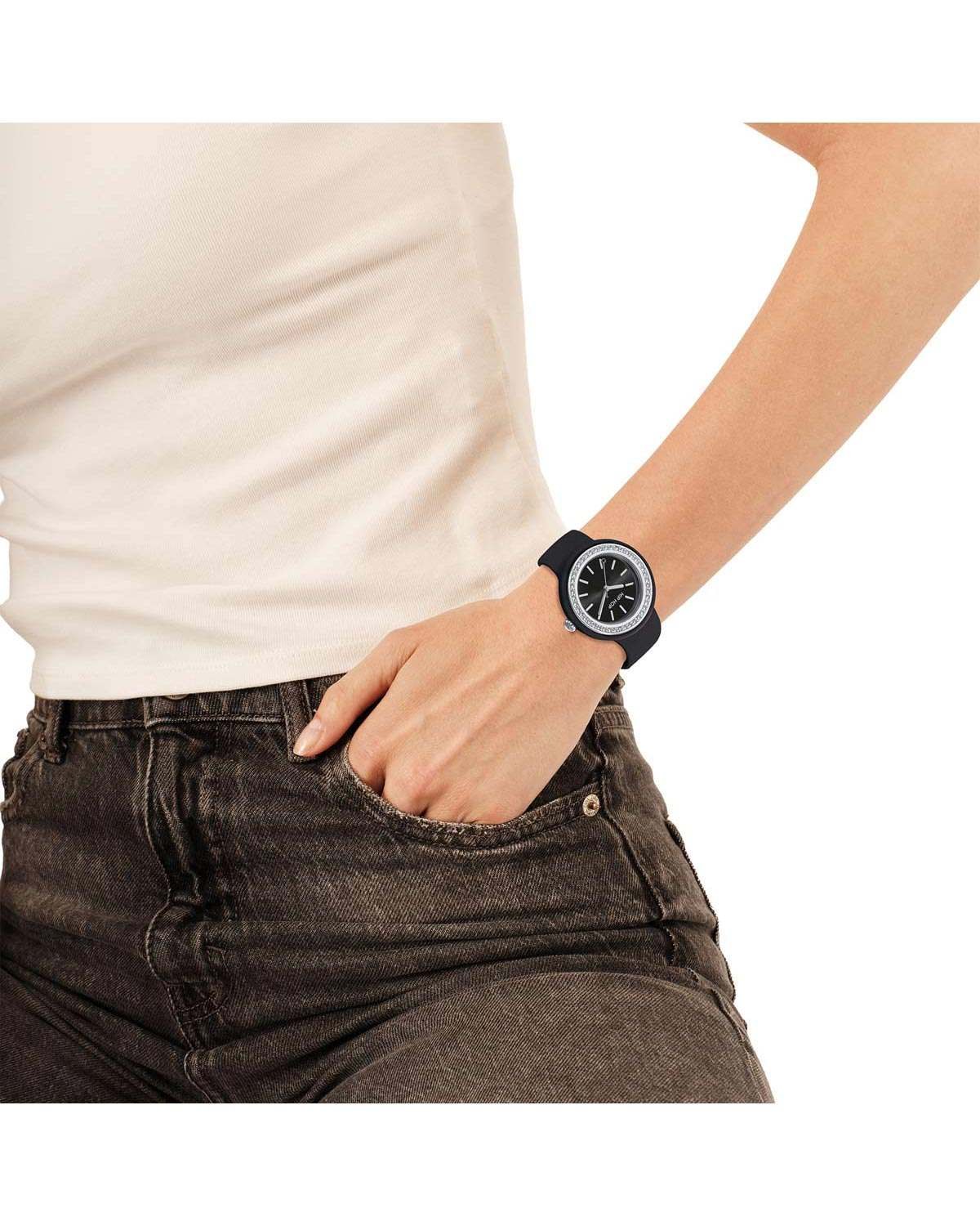 Ρολόι HIP HOP Hero.DOT Bezel Glam Crystals Black Silicone Strap