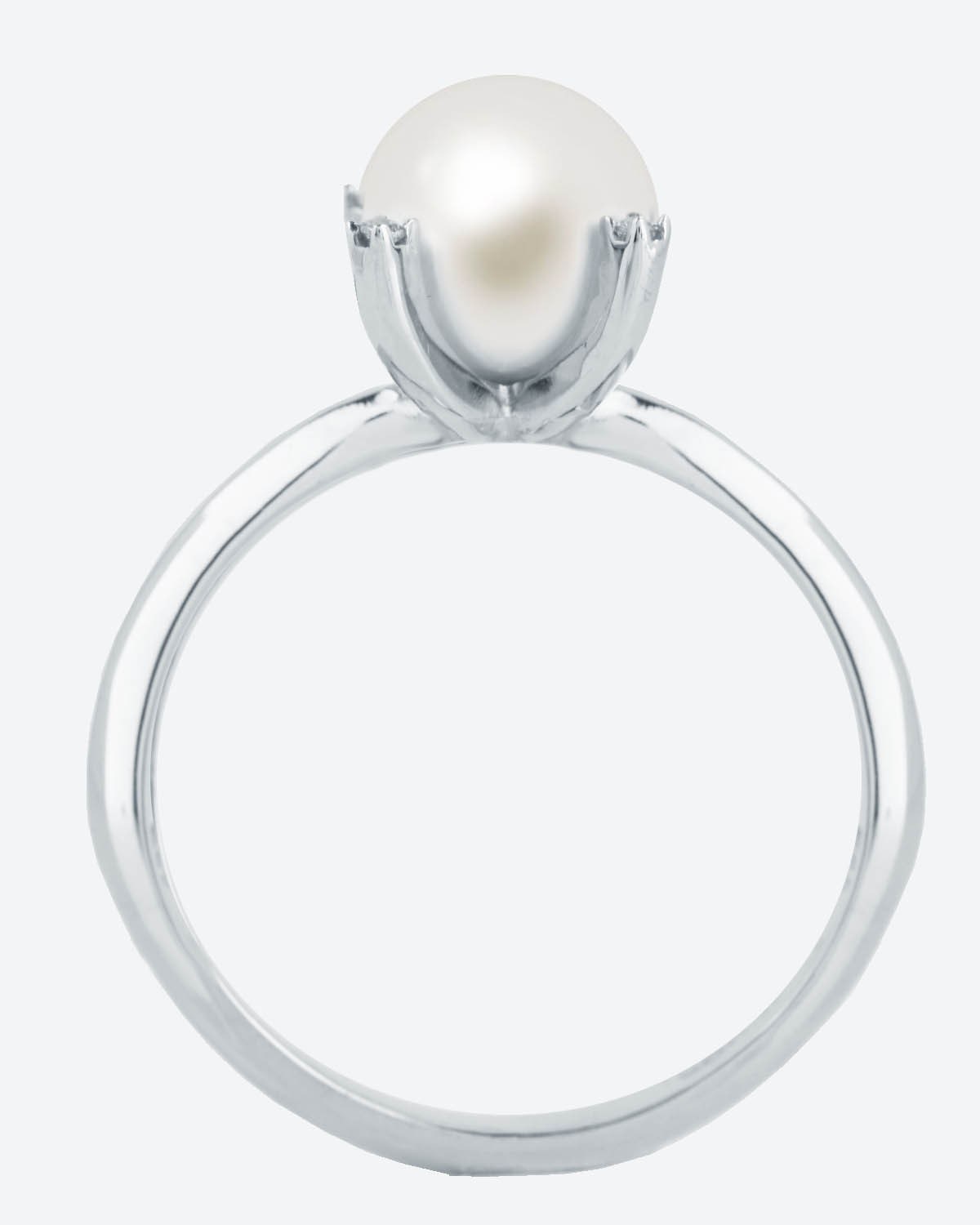 Μονόπετρο δαχτυλίδι SOLEDOR Pearl Sparkle από λευκόχρυσο 14Κ με μαργαριτάρι