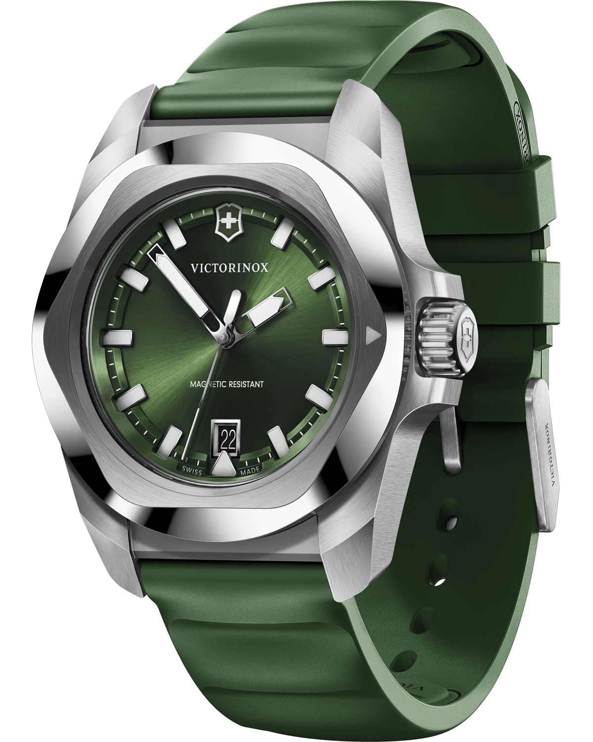Ανδρικό ρολόι VICTORINOX I.N.O.X. με πράσινο λουράκι από καουτσούκ