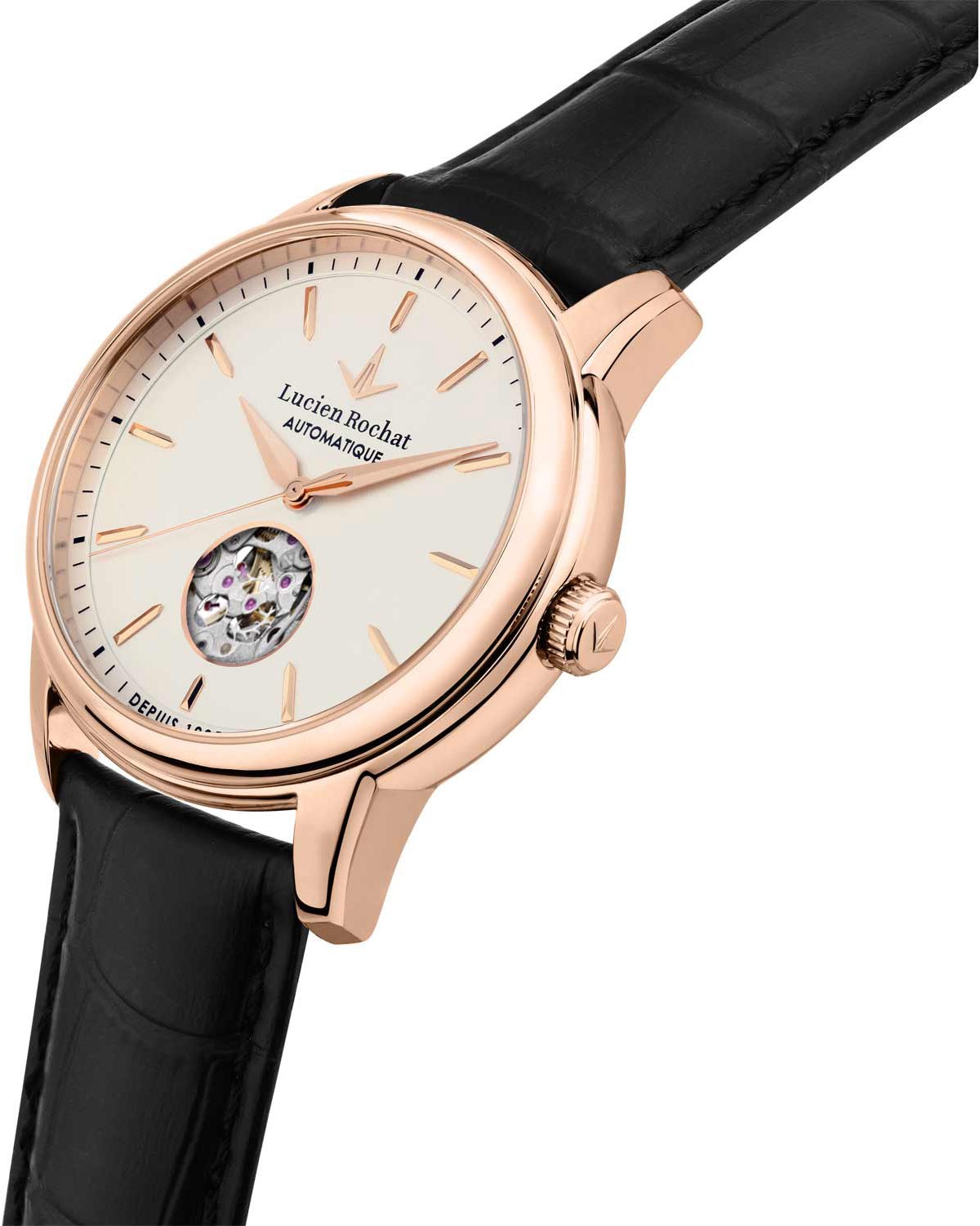 Ρολόι LUCIEN ROCHAT Iconic Automatic Black Leather Strap