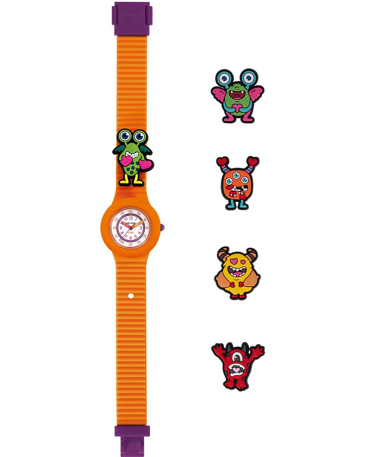 Παιδικό ρολόι HIP HOP PinTastic! Happy Monsters Orange Silicone Strap