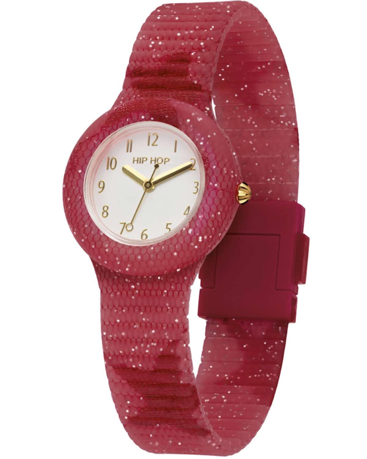Ρολόι HIP HOP Lace Pink Red Star Red Combined Materials Strap