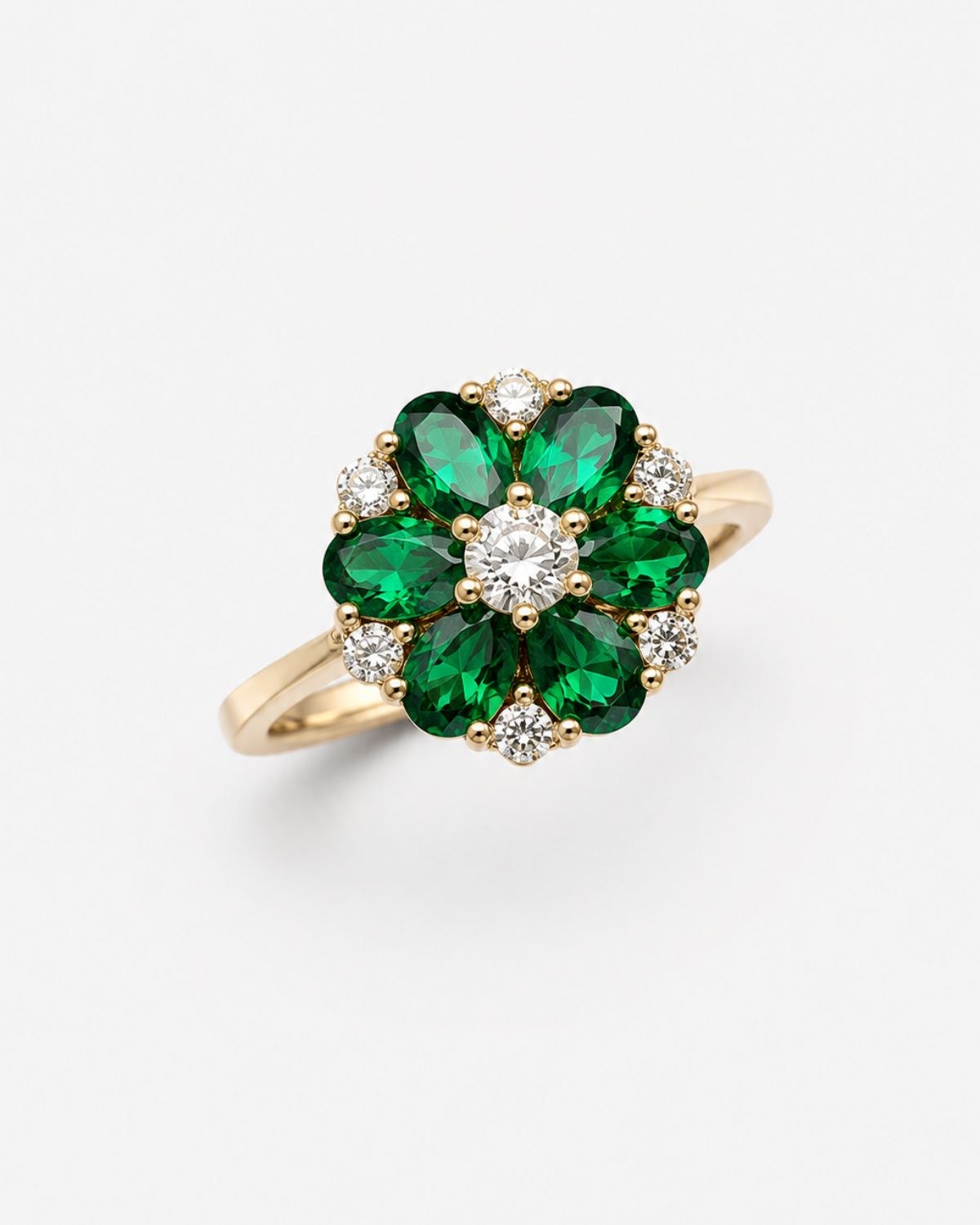 Δαχτυλίδι χρυσό SOLEDOR 10K με διαμάντια και τσαβορίτες