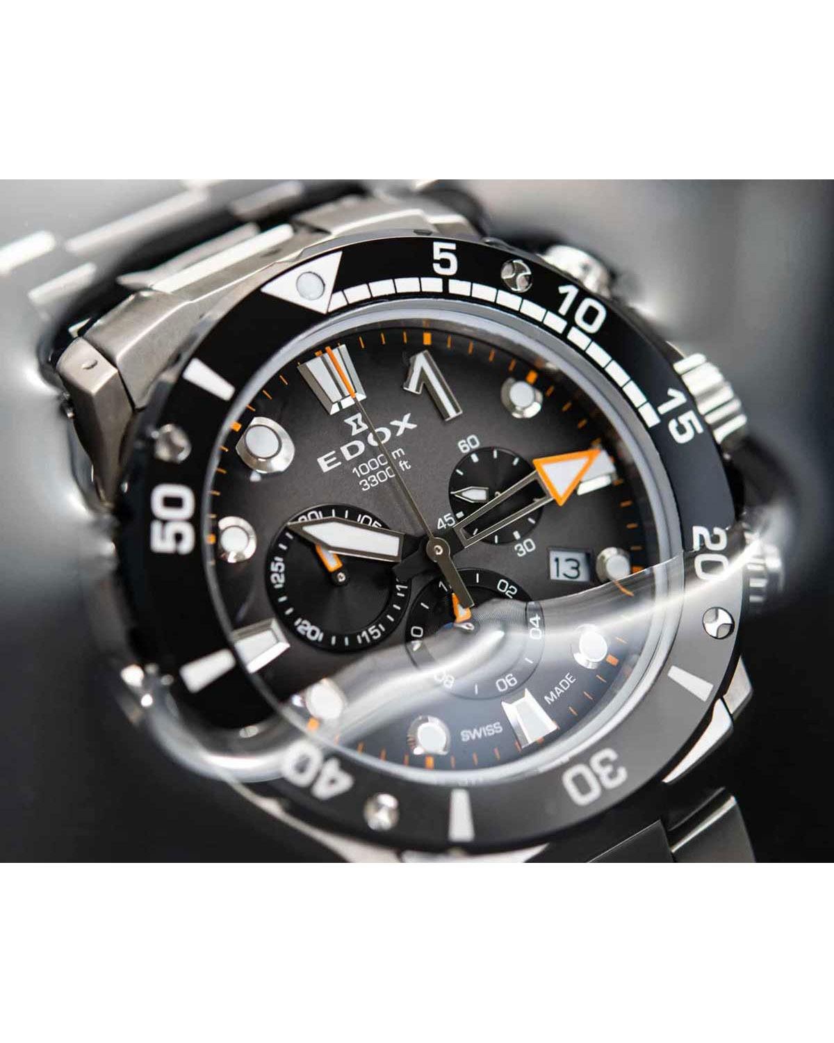 Ρολόι EDOX CO-1 Chronograph Silver Titanium Bracelet