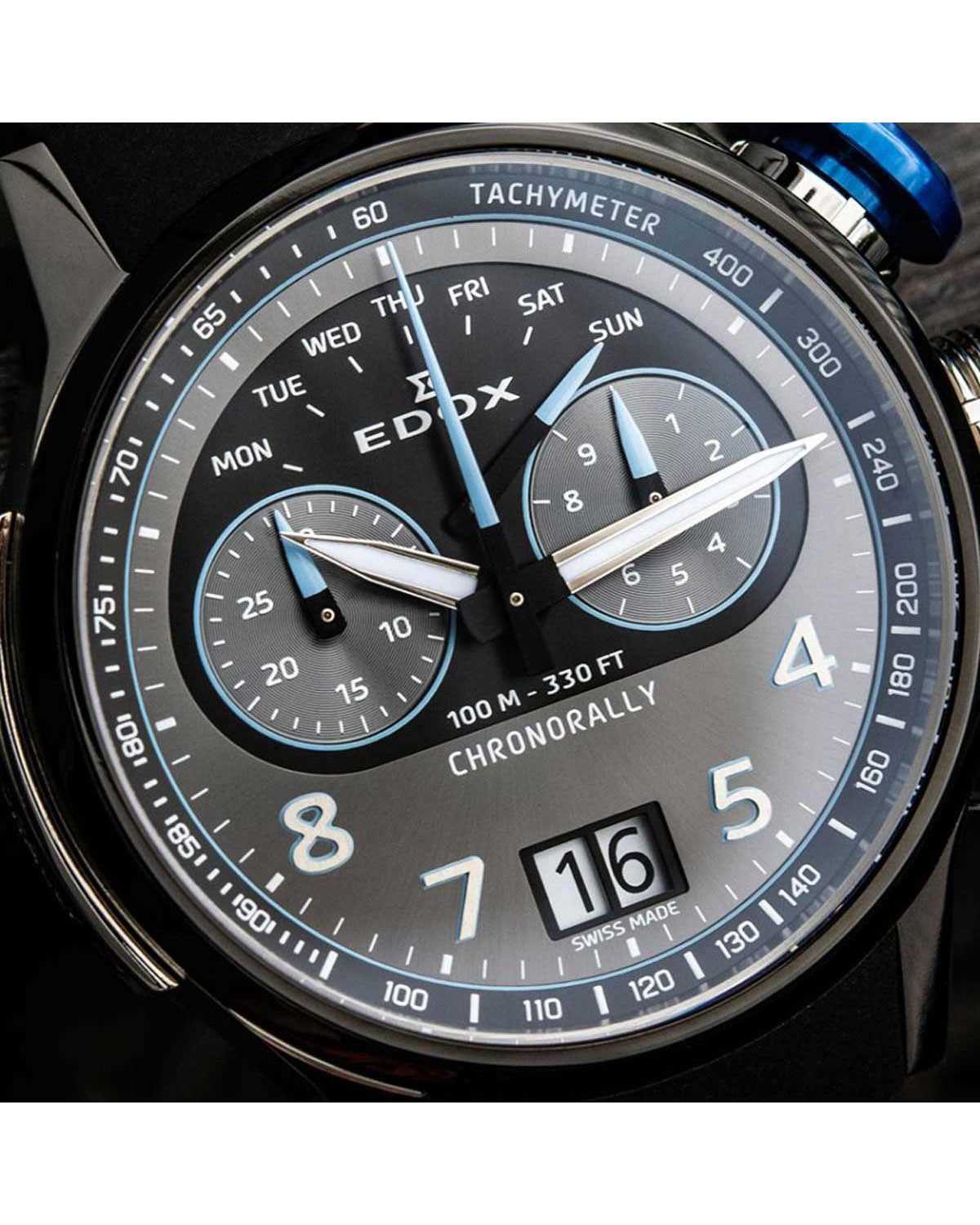 Ρολόι EDOX Chronorally Chronograph Black Rubber Strap Special Edition