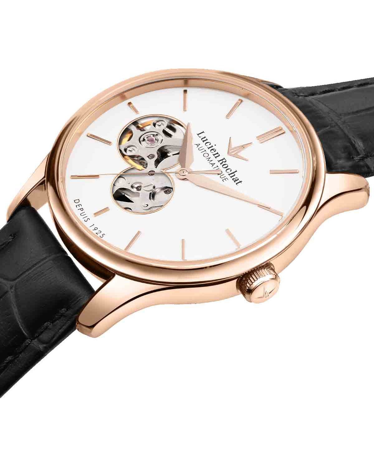 LUCIEN ROCHAT Montreux Automatic Black Leather Strap