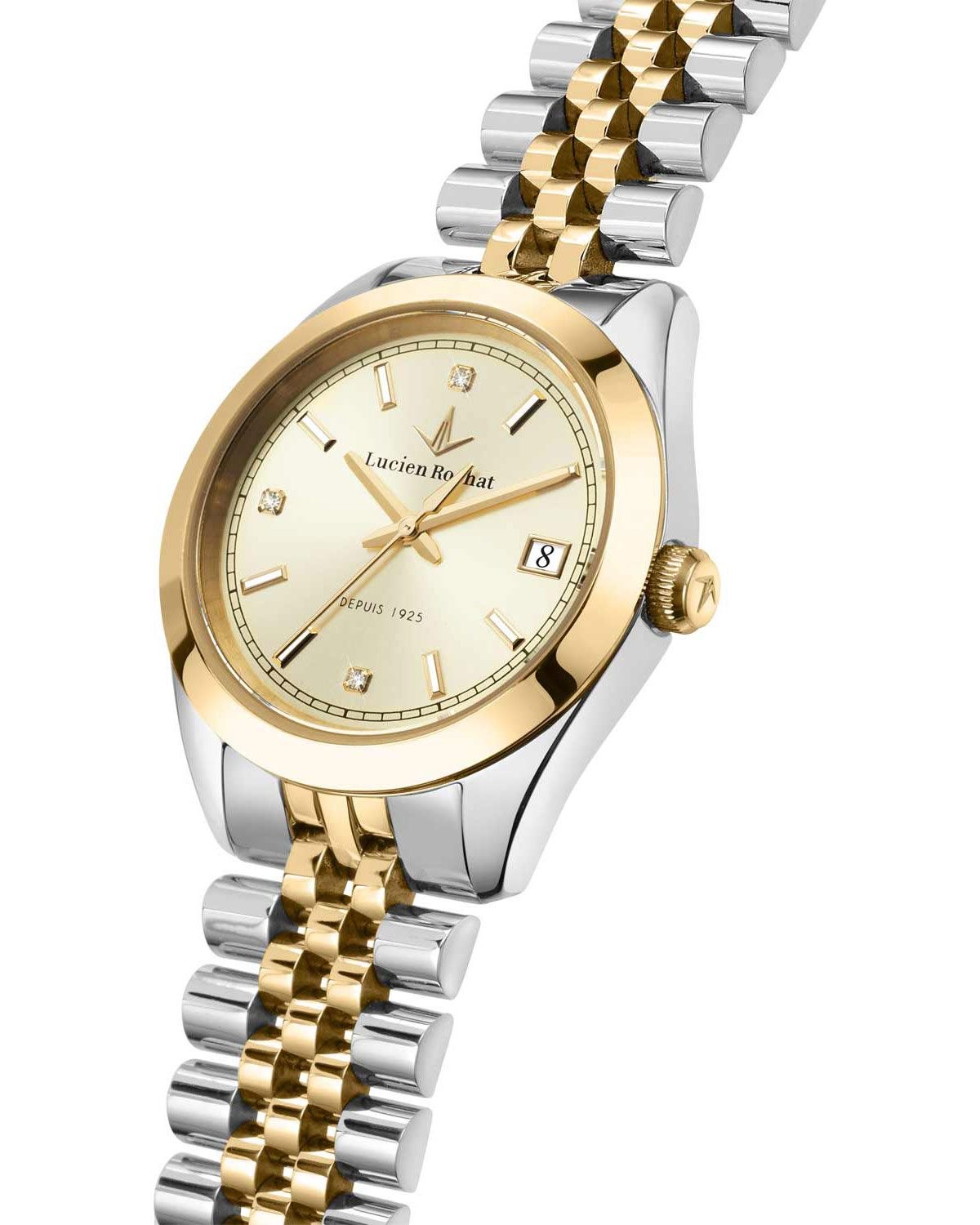Ρολόι LUCIEN ROCHAT Madame Diamonds Two Tone Stainless Steel Bracelet