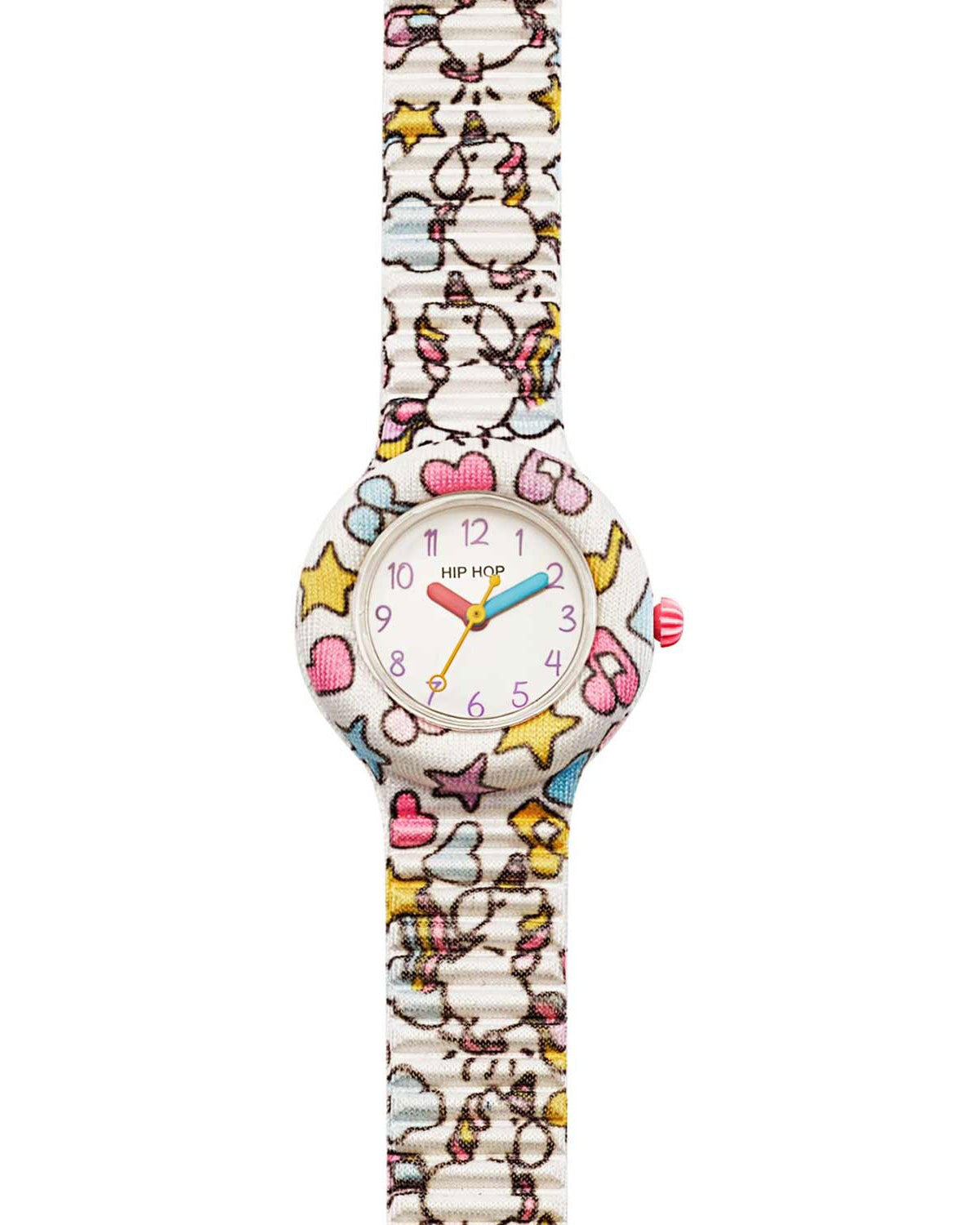Ρολόι HIP HOP Kids Fun Rainbow & Unicorn White Combined Materials Strap