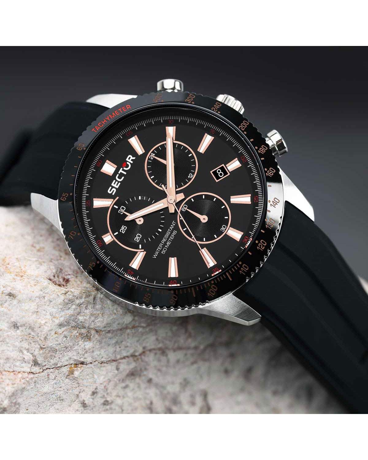 SECTOR 270 Chronograph Black Silicone Strap