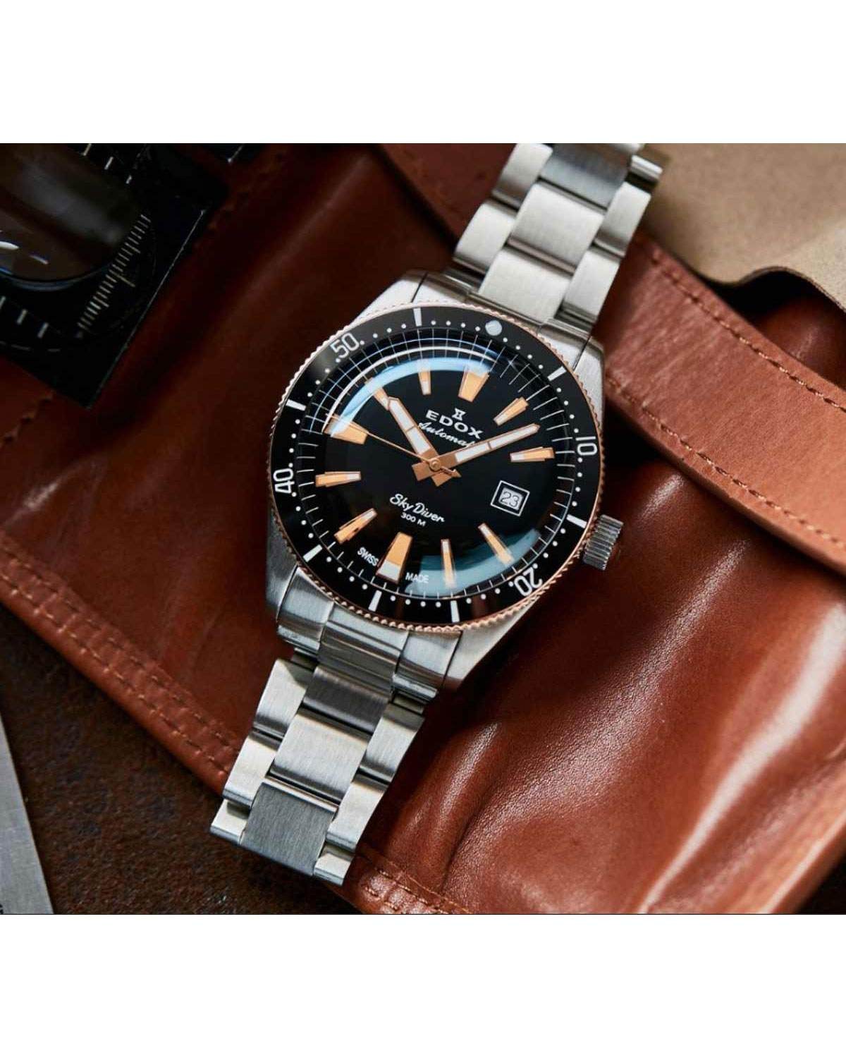 EDOX Skydiver Automatic Silver Stainless Steel Bracelet Limited Edition