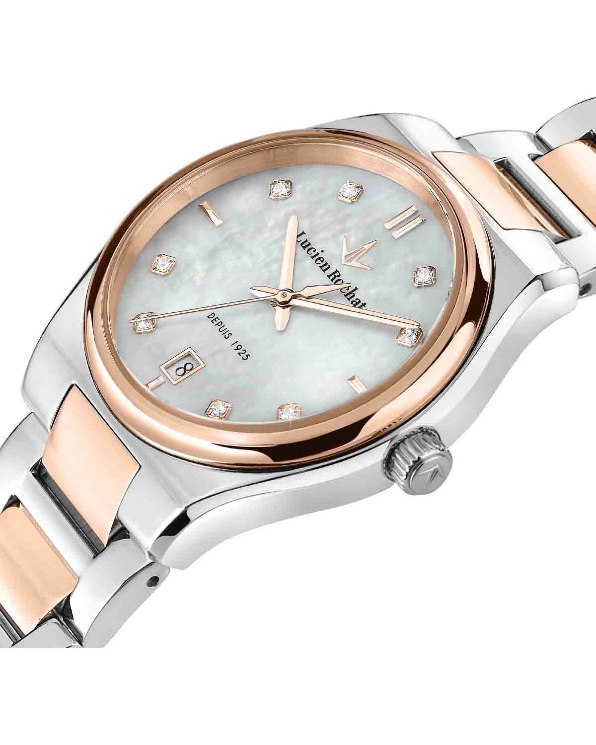 LUCIEN ROCHAT Avenue Diamonds Two Tone Stainless Steel Bracelet