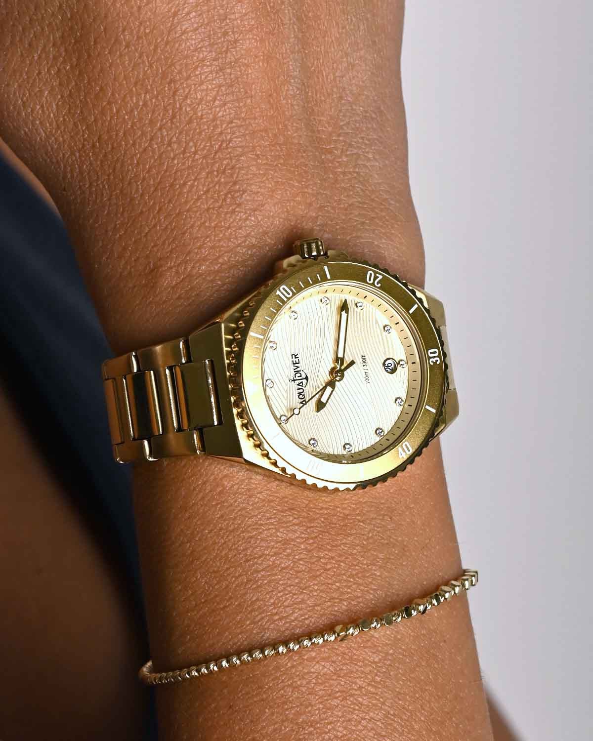 Ρολόι AQUADIVER Oceana Swarovski Gold Stainless Steel Bracelet
