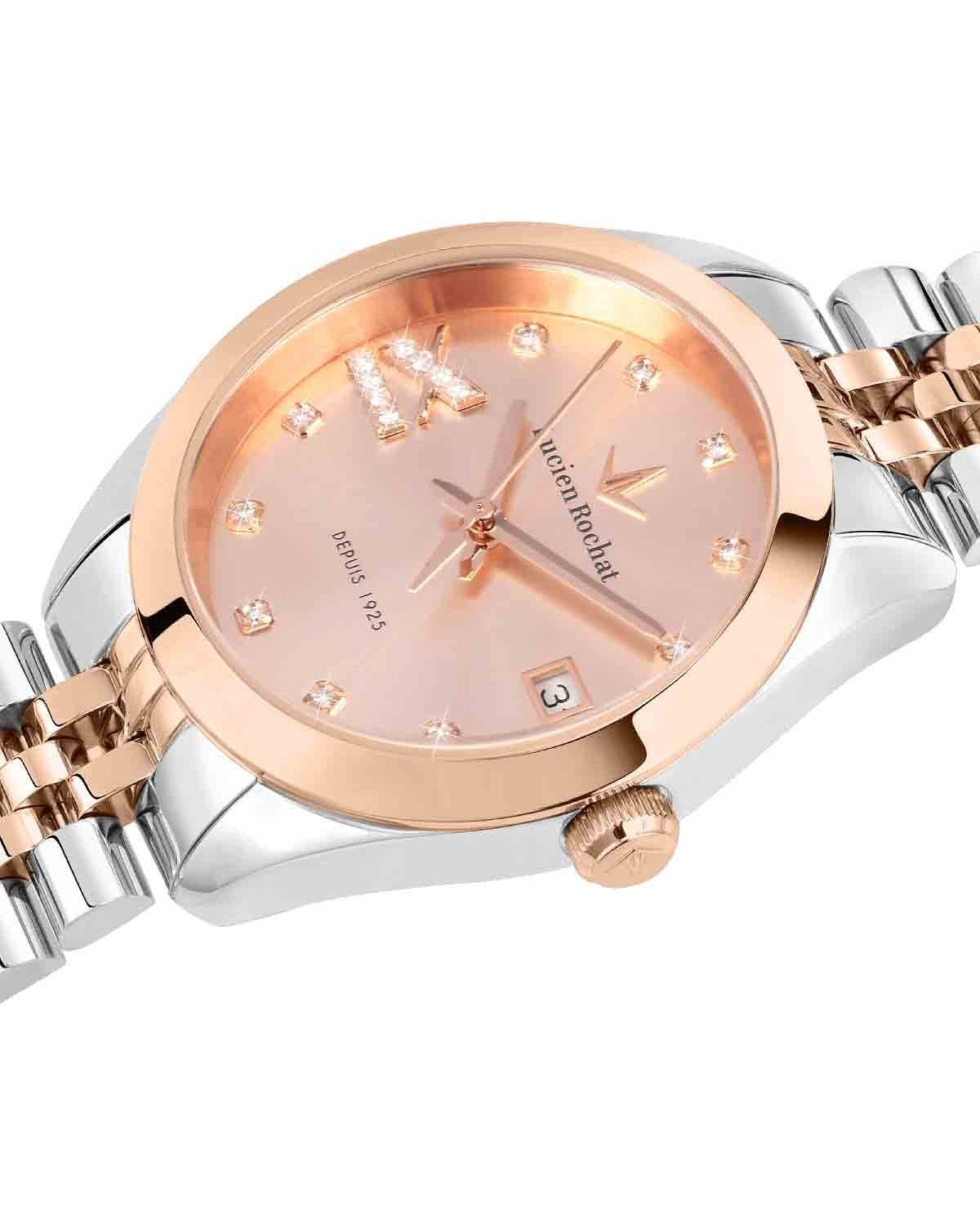 LUCIEN ROCHAT Madame Diamonds Two Tone Stainless Steel Bracelet