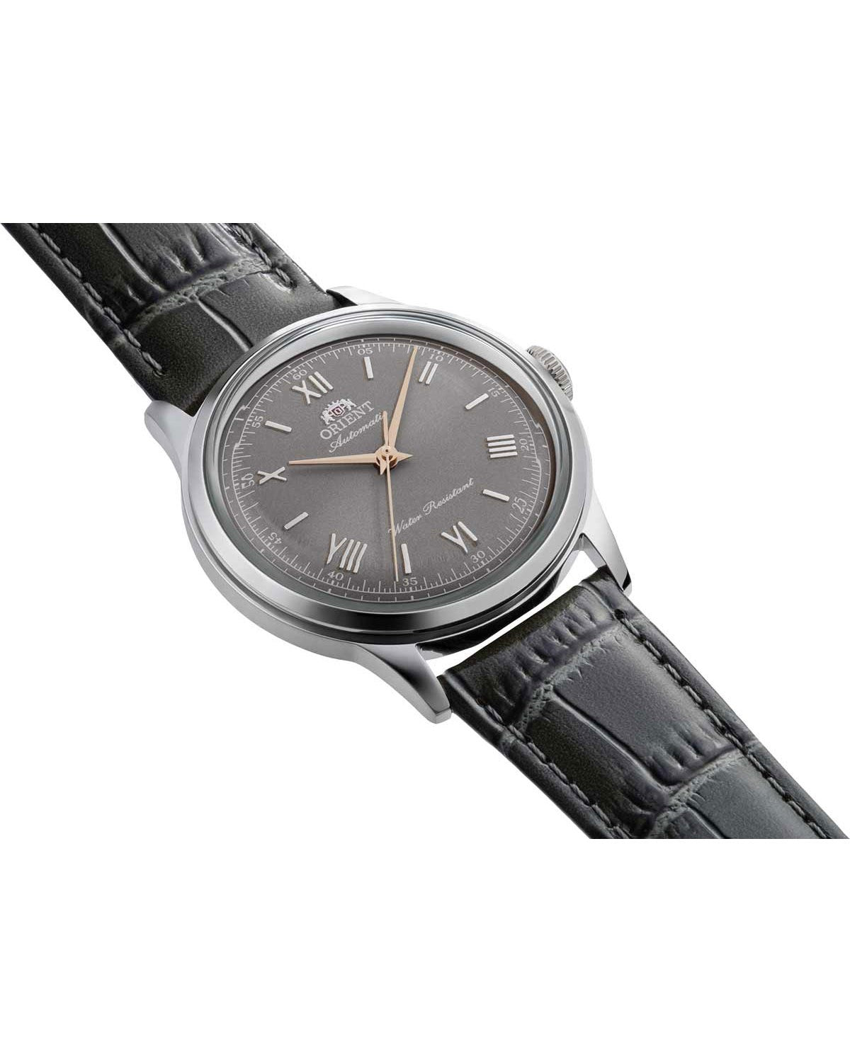 Ανδρικό ρολόι ORIENT Classic Bambino αυτόματο με γκρι δερμάτινο λουράκι