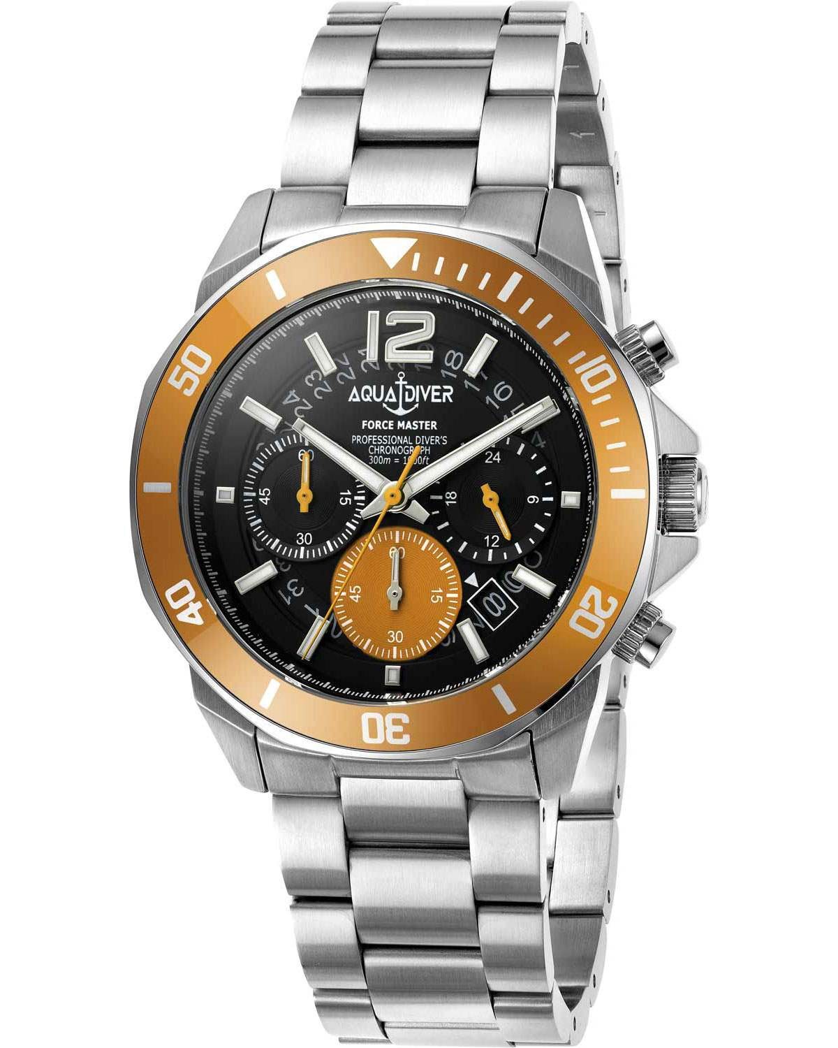 Ρολόι AQUADIVER Force Master Chronograph Silver Stainless Steel Bracelet